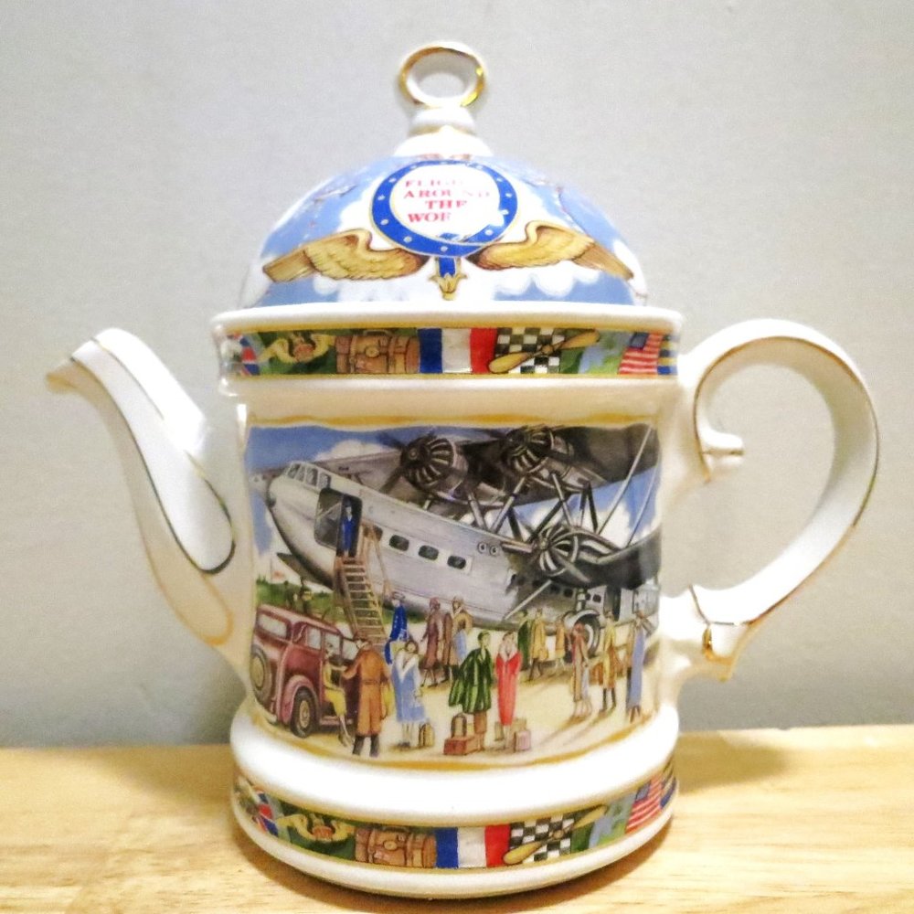 James Sadler Vintage Teapot Flights Around The World 2 Cup Golden Age of Travel